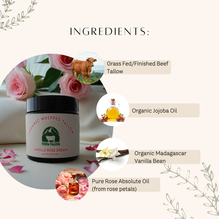 Vanilla Rose Dream Organic Whipped Tallow *LIMITED EDITION*